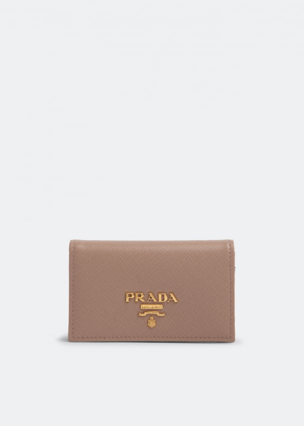 Картхолдер PRADA Leather card holder, розовый