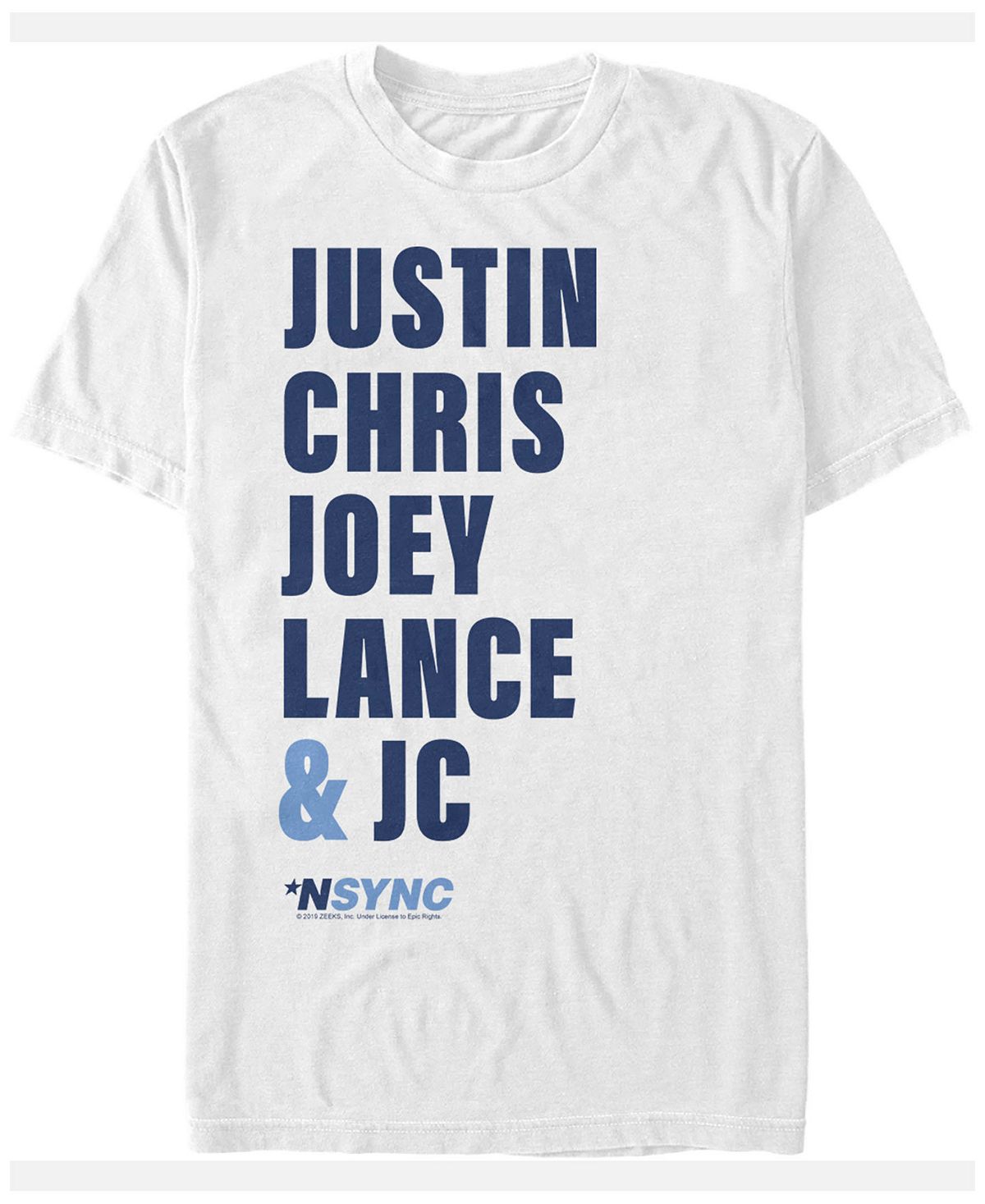 Мужская футболка с коротким рукавом n'sync justin chris joey lance jc names Fifth Sun, белый