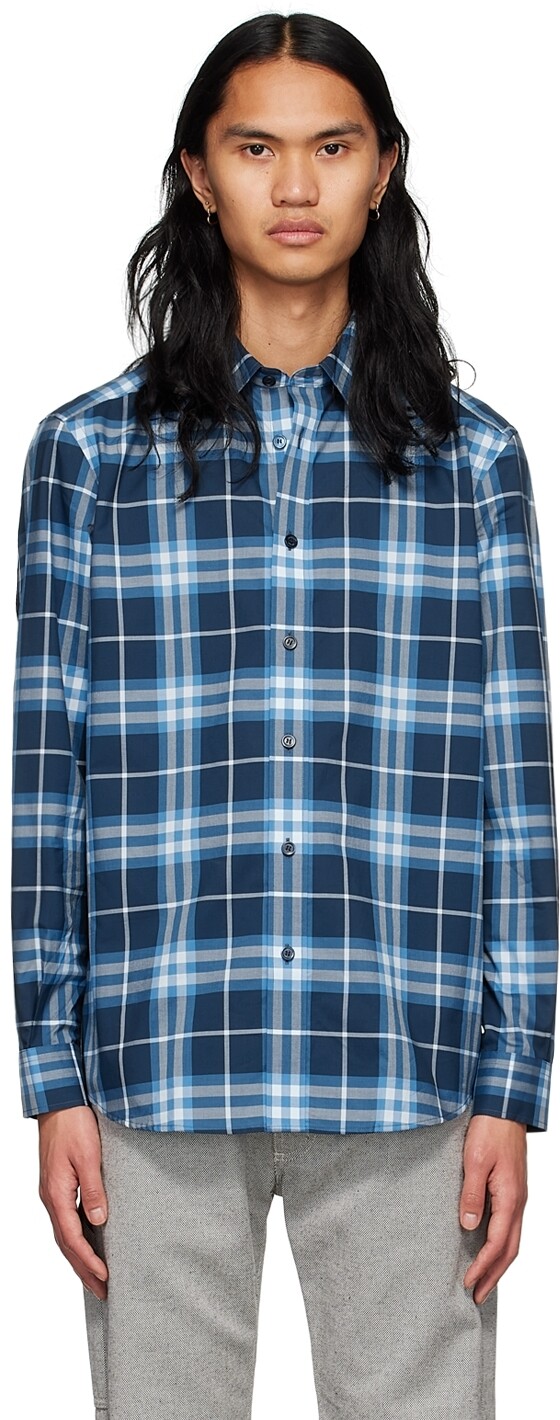 

Синяя рубашка в винтажную клетку Burberry