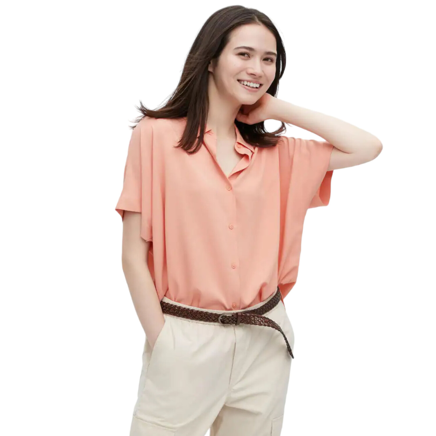 

Блуза Uniqlo Rayon Short Sleeve, оранжевый