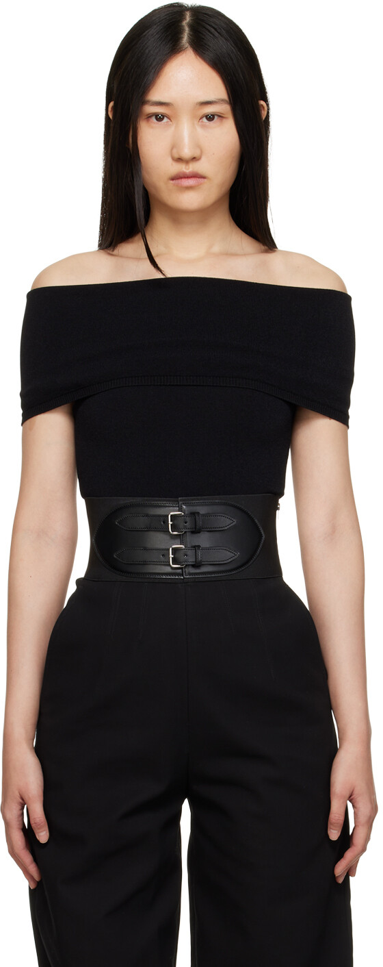 

Черное боди с открытыми плечами ALAÏA