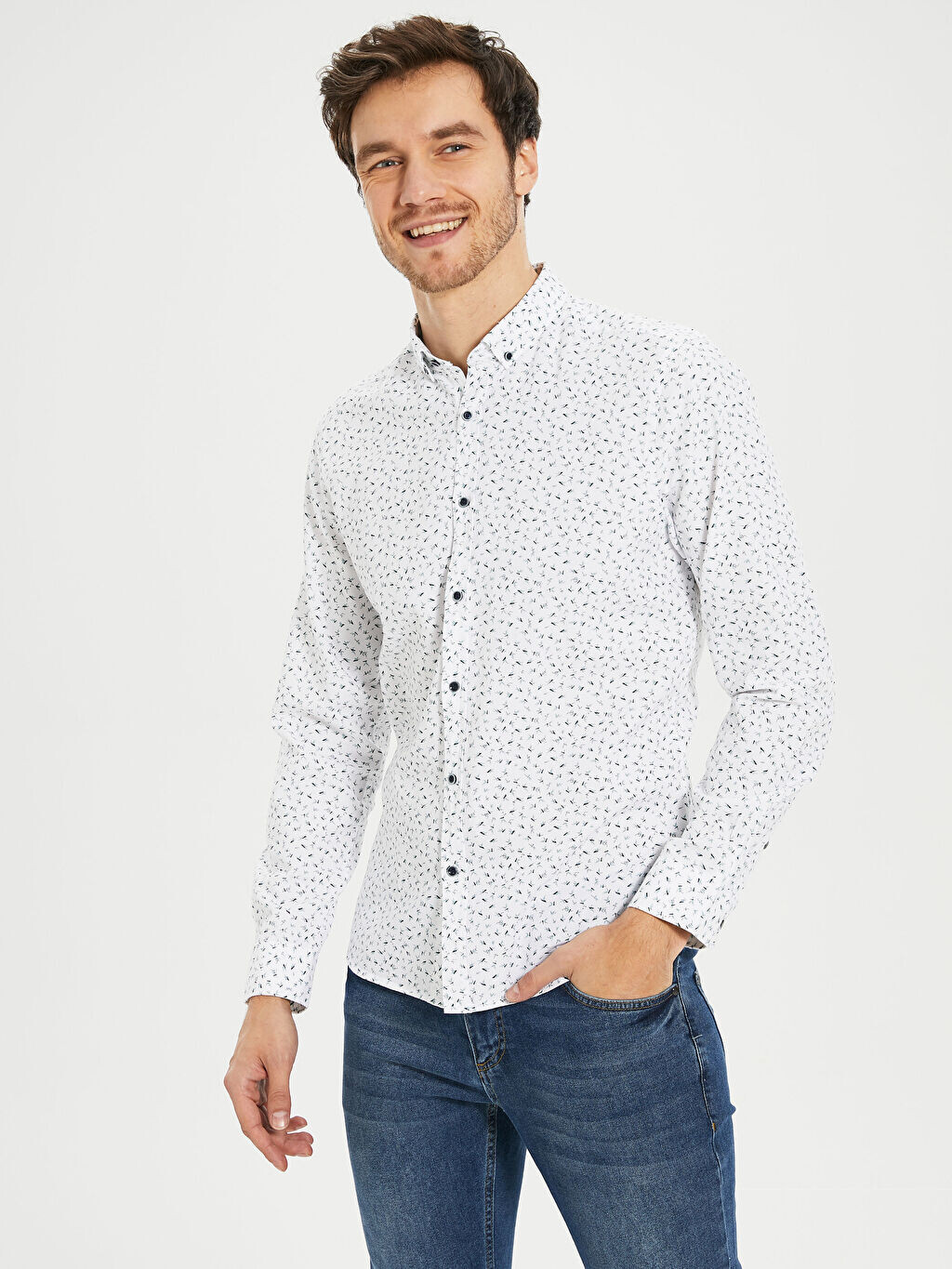 

Slim Fit Оксфордская мужская рубашка с длинным рукавом LCW Vision