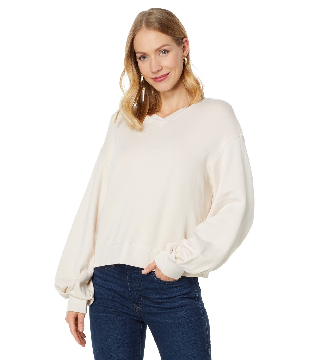 

Толстовка MONROW, Supersoft Fleece V-Neck Sweatshirt, Белый