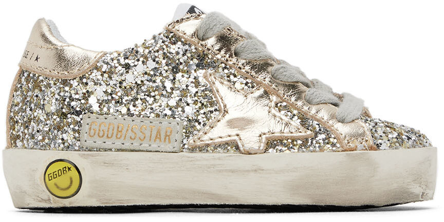 

Кроссовки Baby Silver Superstar с блестками Golden Goose