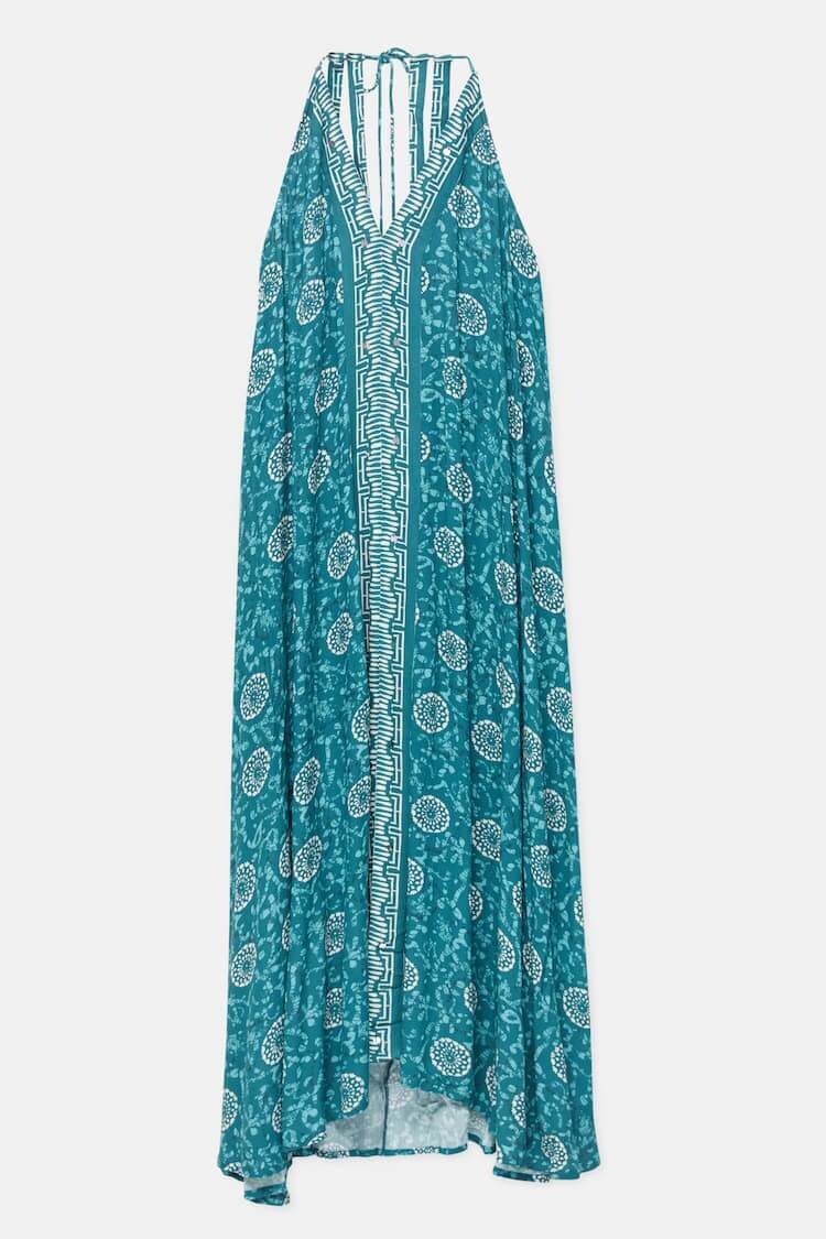 

Платье Pull&Bear Printed Long With Mirrors, зеленый