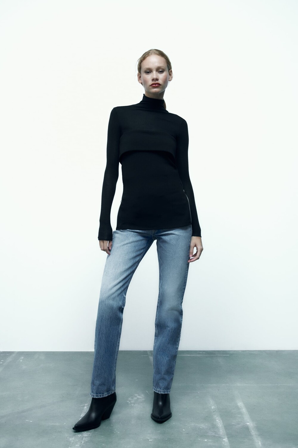 Топ Zip ZARA, черный
