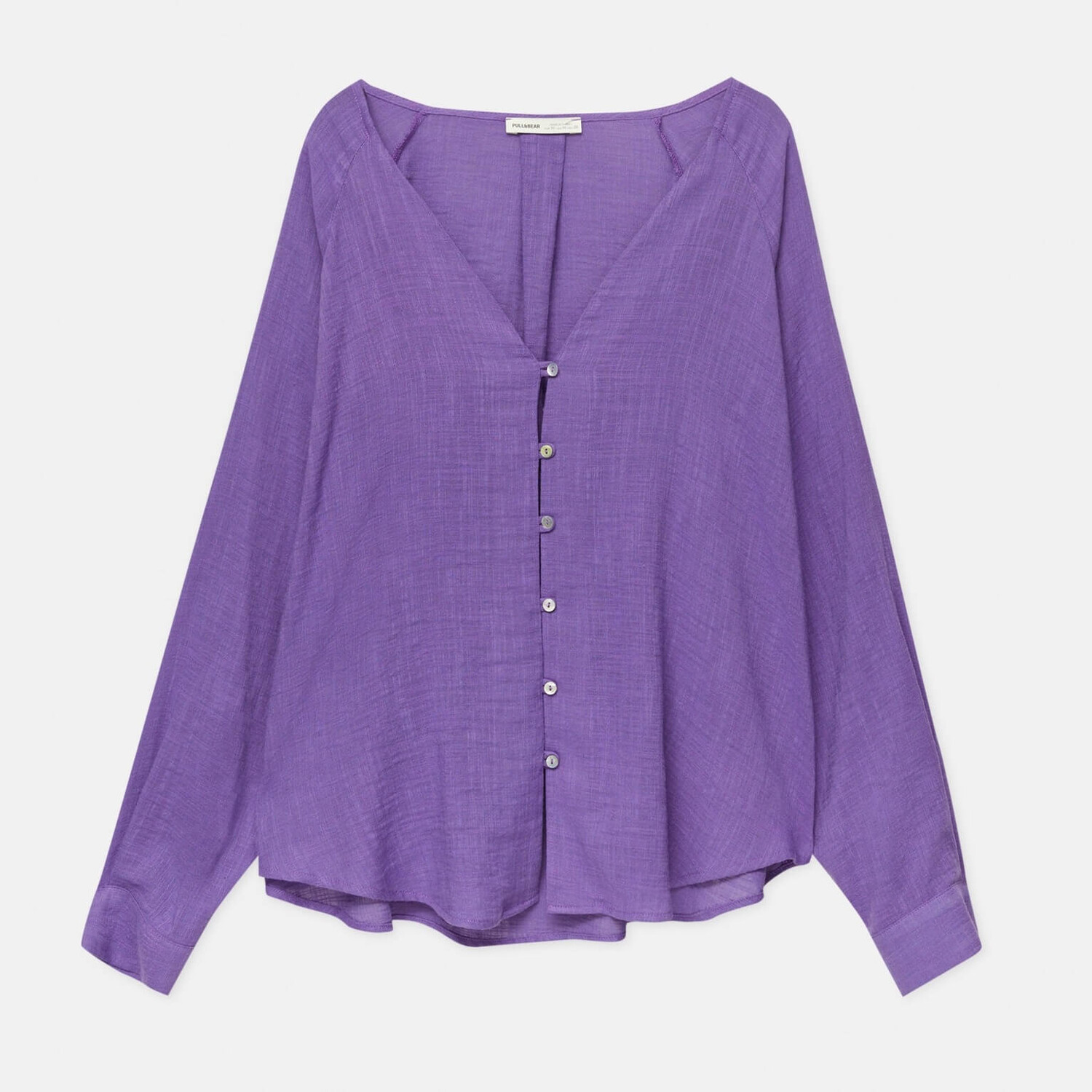 

Рубашка Pull&Bear Rustic Oversized, фиолетовый
