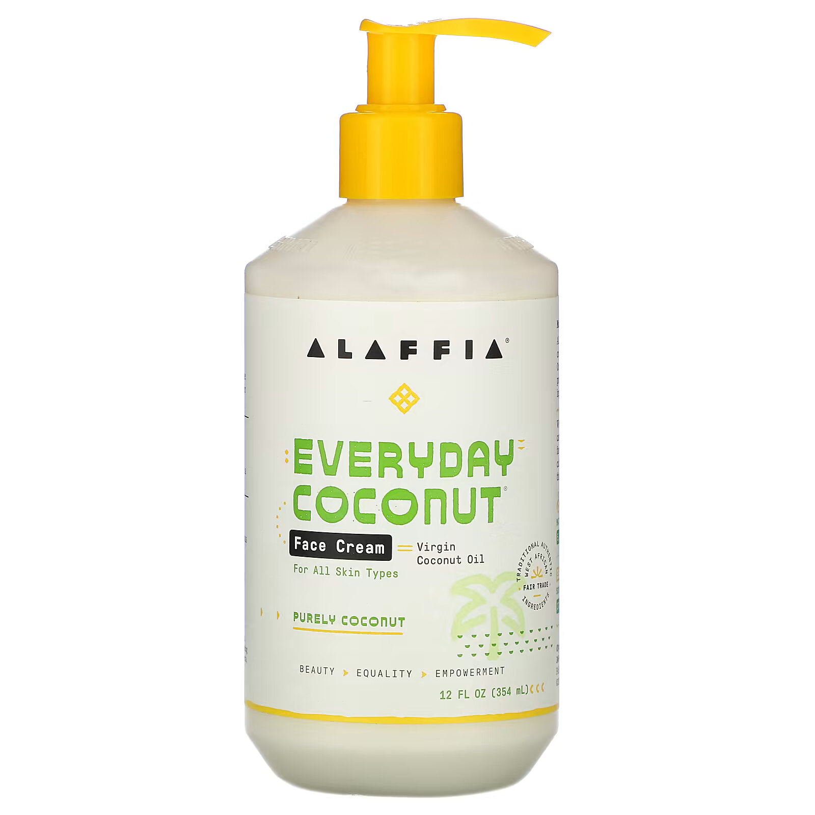 Alaffia, Everyday Coconut, крем для лица с кокосом, 354 мл (12 жидк. унций) alaffia baobab baby крем для лица и тела без запаха 236 мл 8 жидк унций