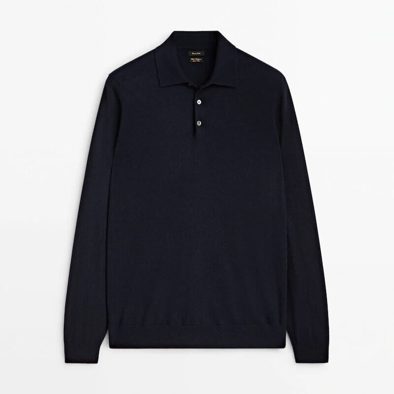 

Свитер-поло Massimo Dutti Wool Blend, темно-синий