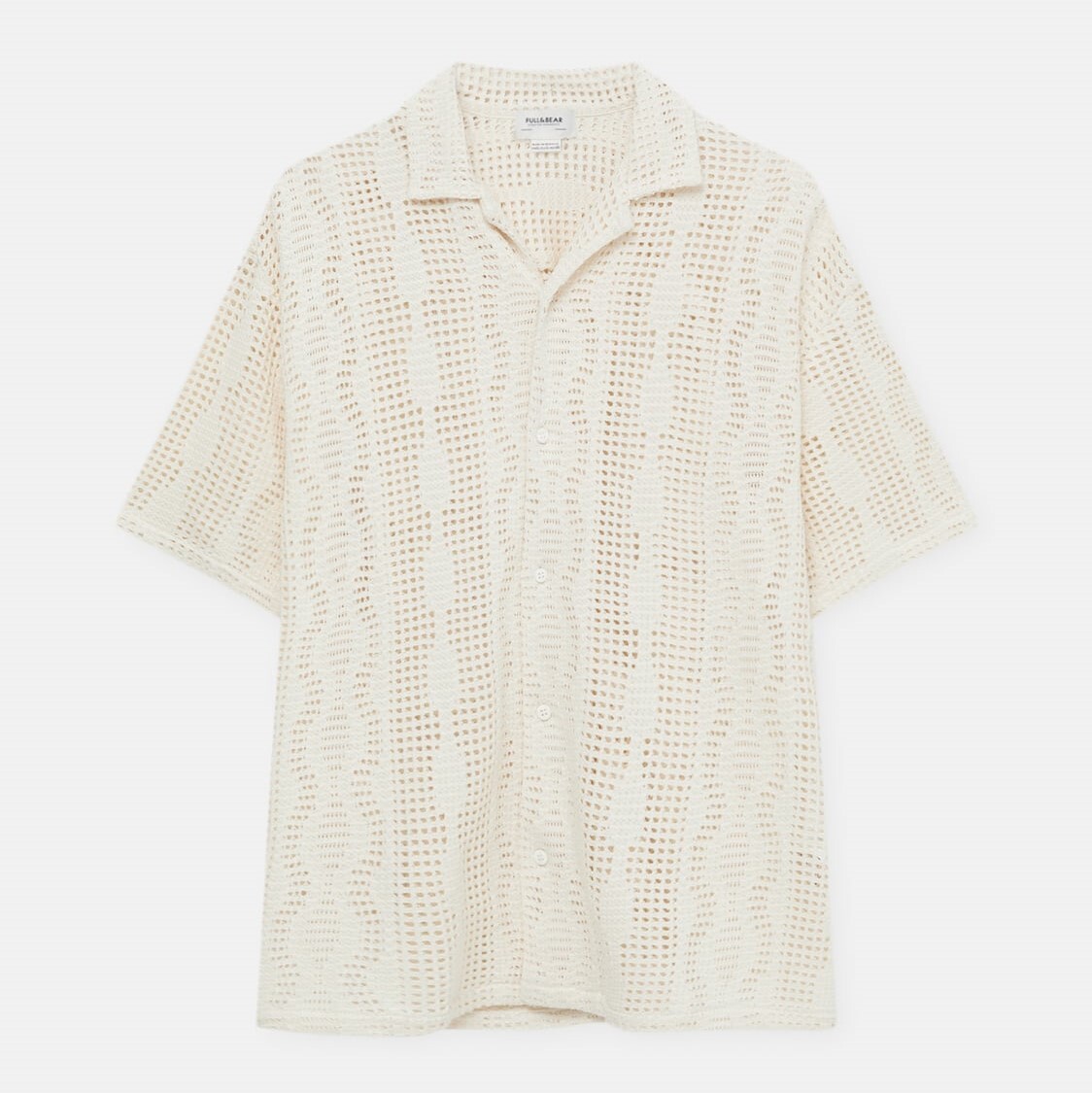 

Рубашка Pull&Bear Short Sleeve Open Knit, белый