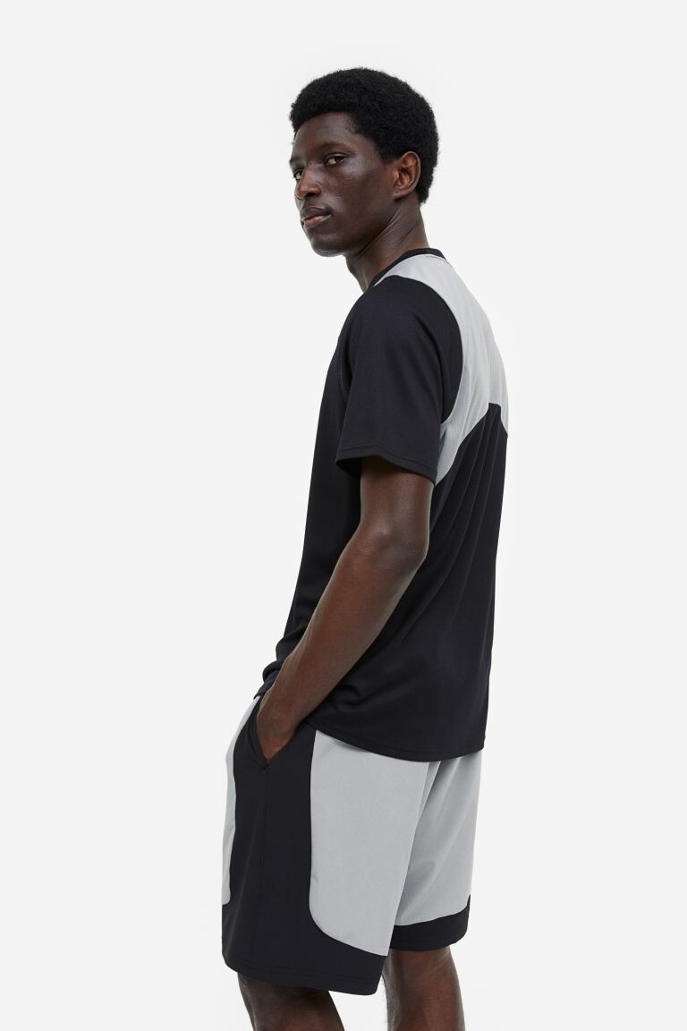 

Спортивная рубашка DryMove H&M, черный/светло-серый