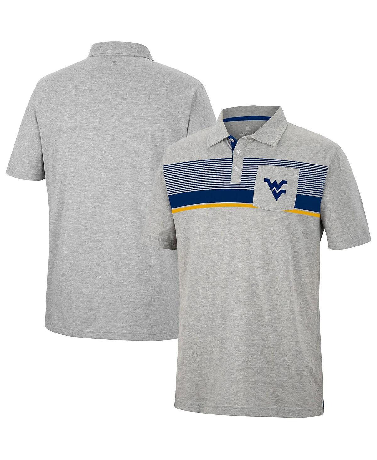 

Мужская рубашка-поло west virginia mountaineers golfer pocket с меланжевым покрытием серого цвета Colosseum, мульти
