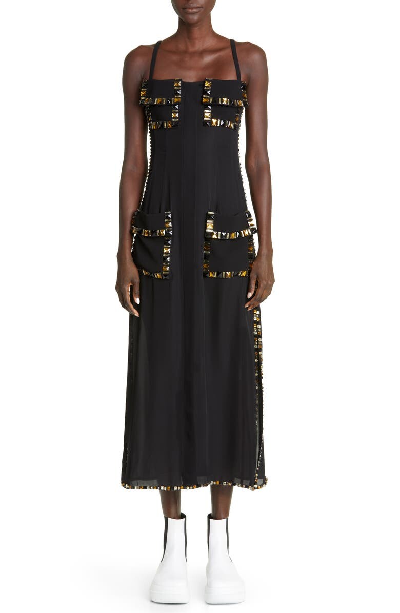 

Шелковое шифоновое платье миди с вышивкой Stone PROENZA SCHOULER