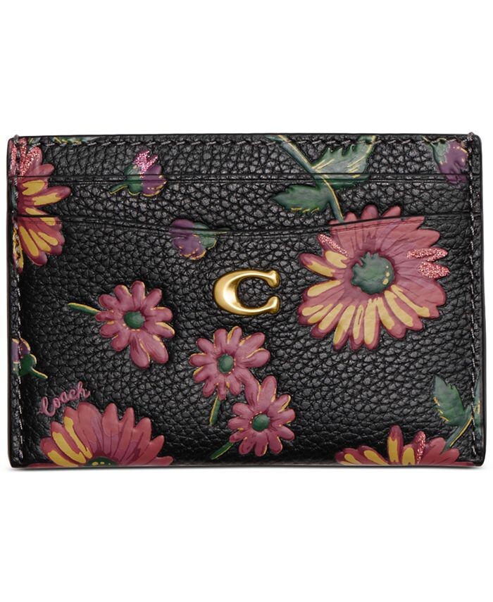 

Кожаный плоский футляр для визиток Essential с цветочным принтом COACH, черный