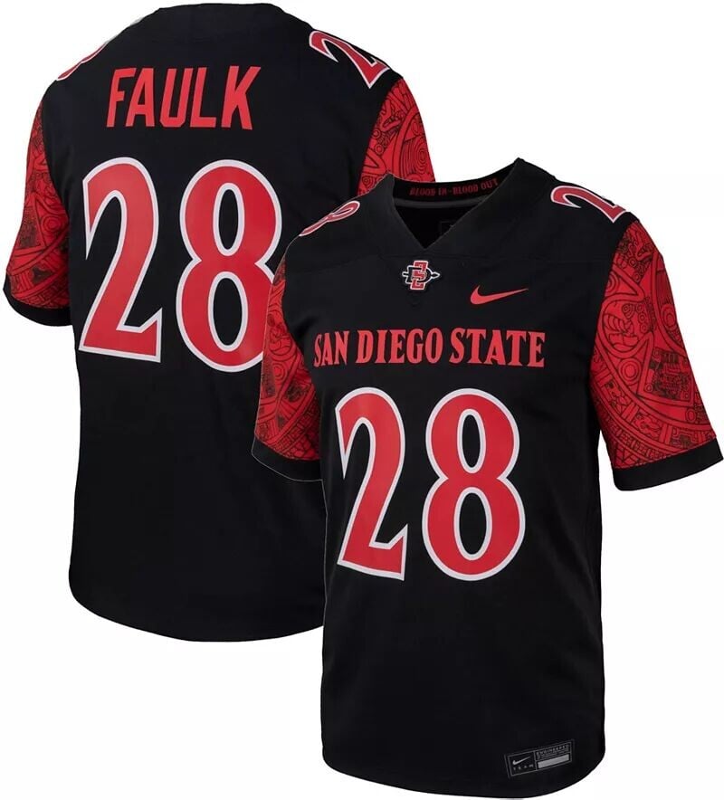 

Мужская футболка Nike San Diego State Aztecs #28, черная реплика Faulk Football Джерси