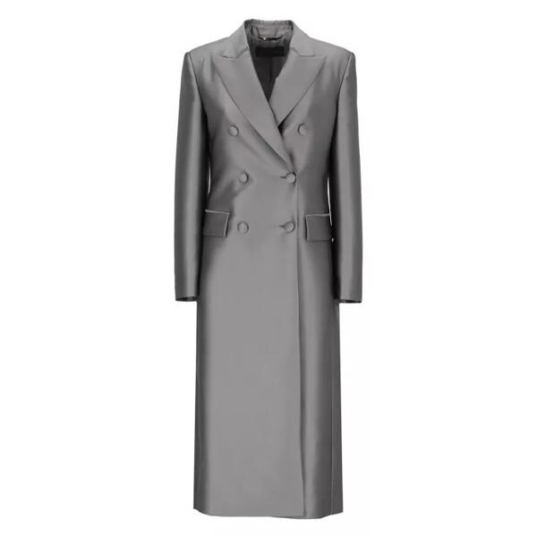 

Пальто silk blend bouble-breasted coat Alberta Ferretti, серый