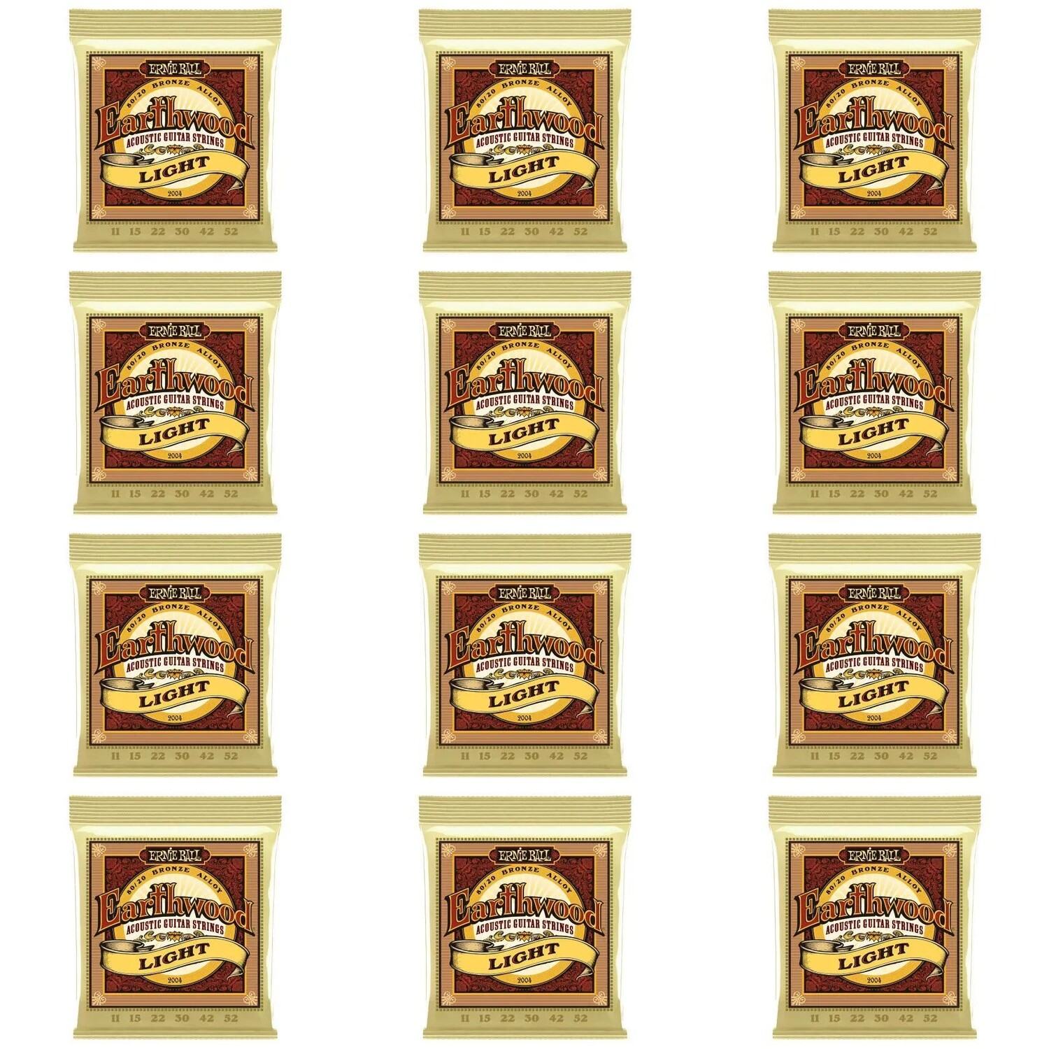 

Струны для акустической гитары Ernie Ball 2004 Earthwood 80/20 Bronze — .011-.052 Light (12 шт. в упаковке)