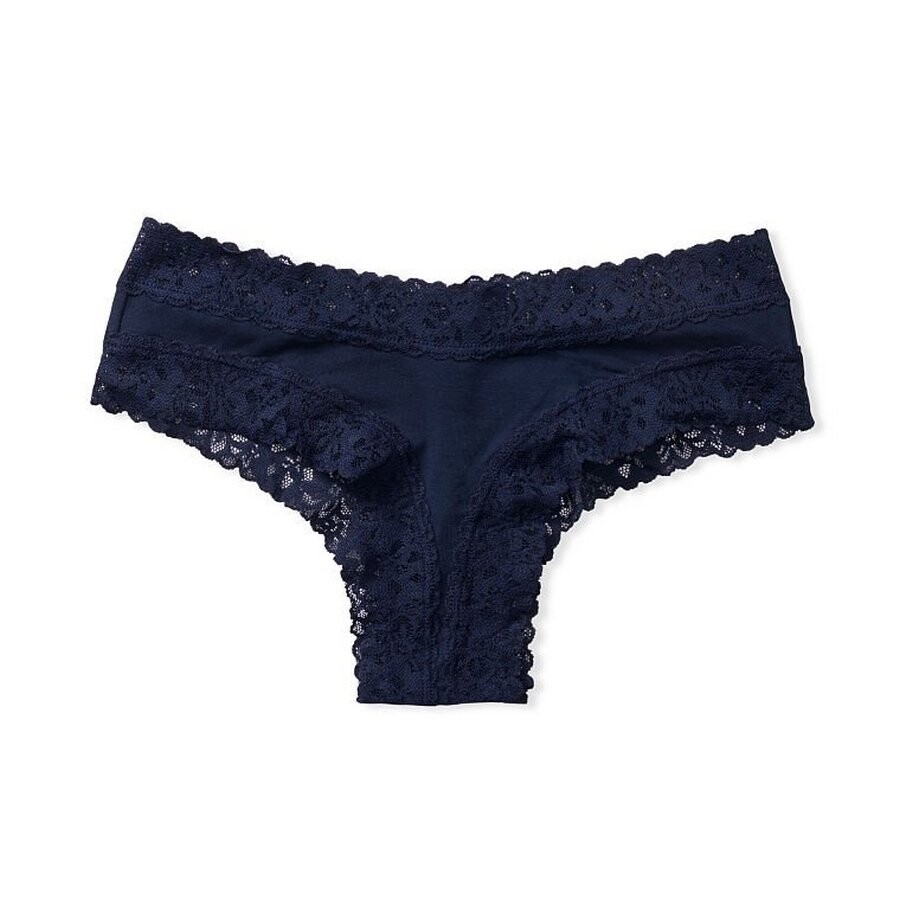 

Трусы Victoria's Secret Lace Waist Cotton Cheeky, темно-синий