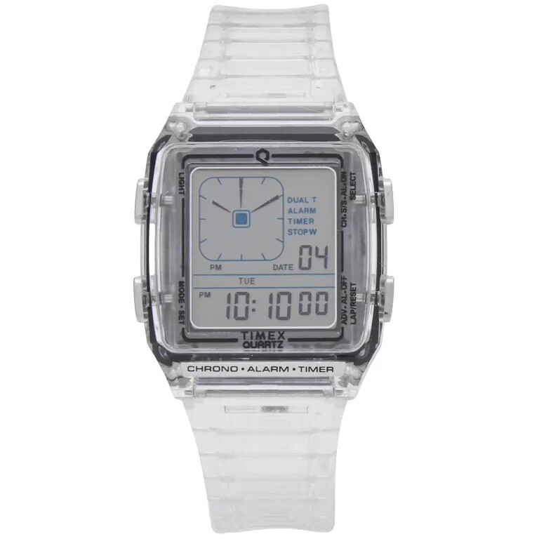 

Часы Timex Q Lca Transparent, светло-серый, 35 мм