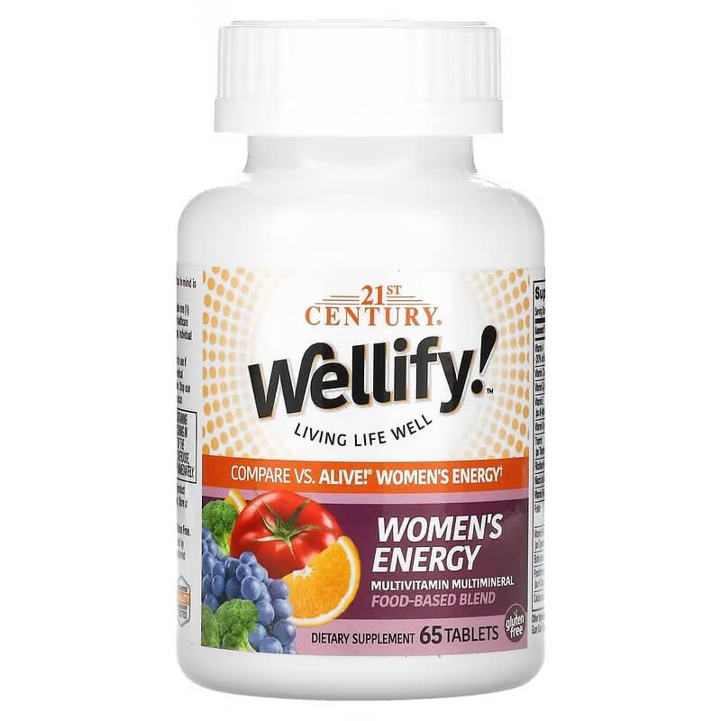 Мультивитамины и мультиминералы 21st Century Wellify Women's Energy, 65 таблеток doctor s finest мультивитамины и мультиминералы для детей с железом виноградом и ягодами 150 жевательных таблеток