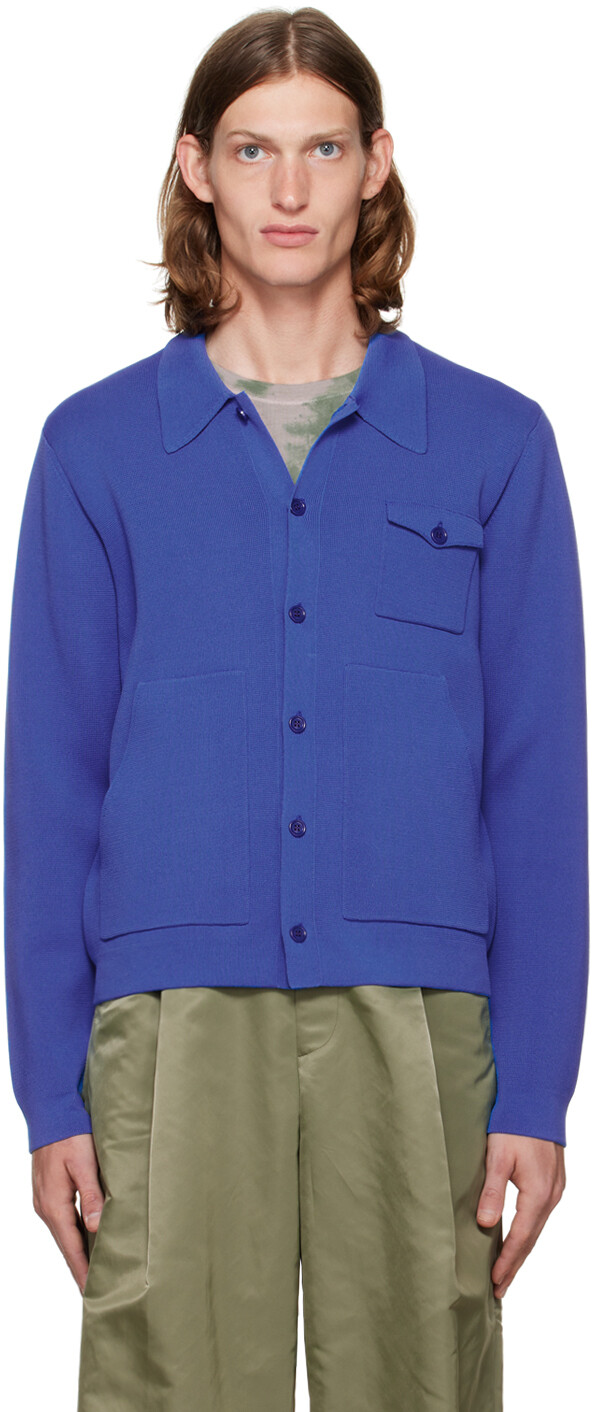 

Синий нейлоновый кардиган Dries Van Noten