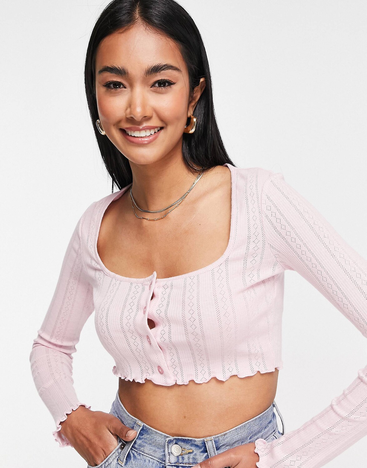 

Розовая пуговица через топ ASOS DESIGN