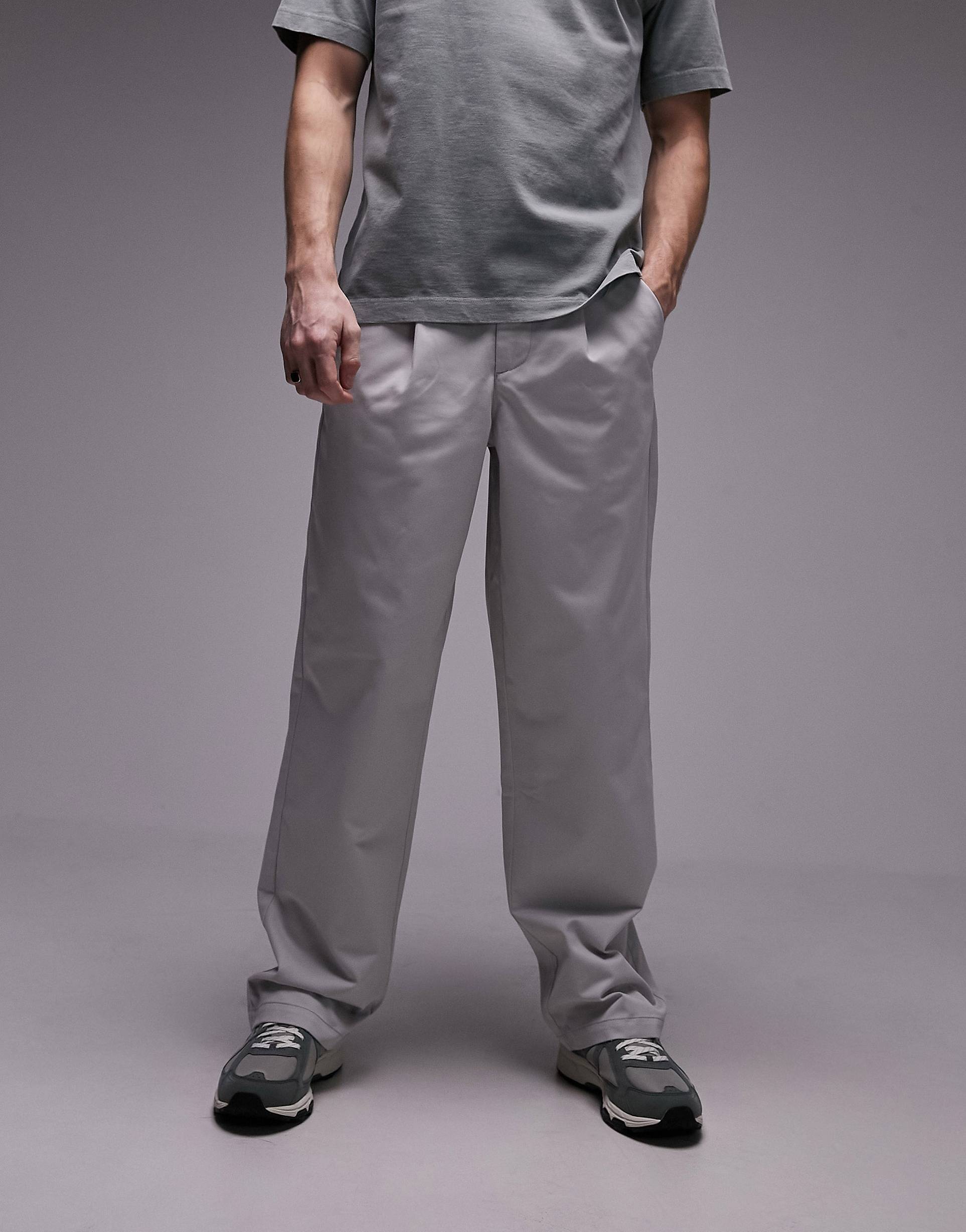 Брюки Topman With Pleats, серый черные широкие брюки из искусственной кожи topman