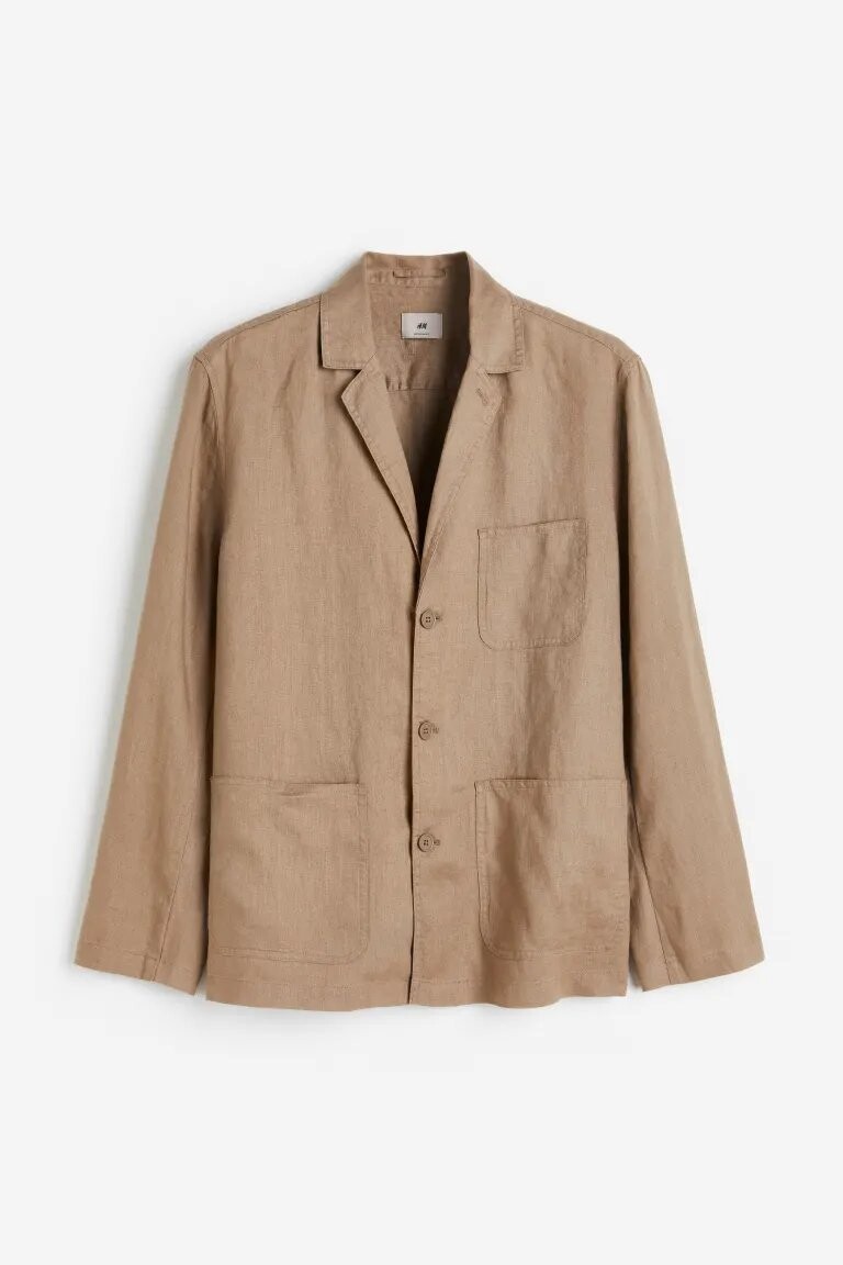 

Пиджак Regular Fit Unconstructed Linen, бежевый