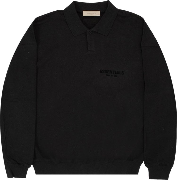 Лонгслив Fear of God Essentials Long-Sleeve Polo 'Stretch Limo', черный - фото