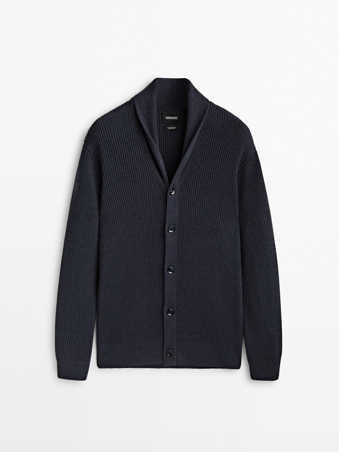 

Кардиган Massimo Dutti textured knit - limited edition, тёмно-синий