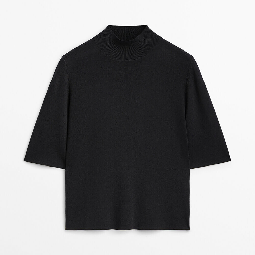 

Свитер с высоким воротником и короткими рукавами Massimo Dutti, черный