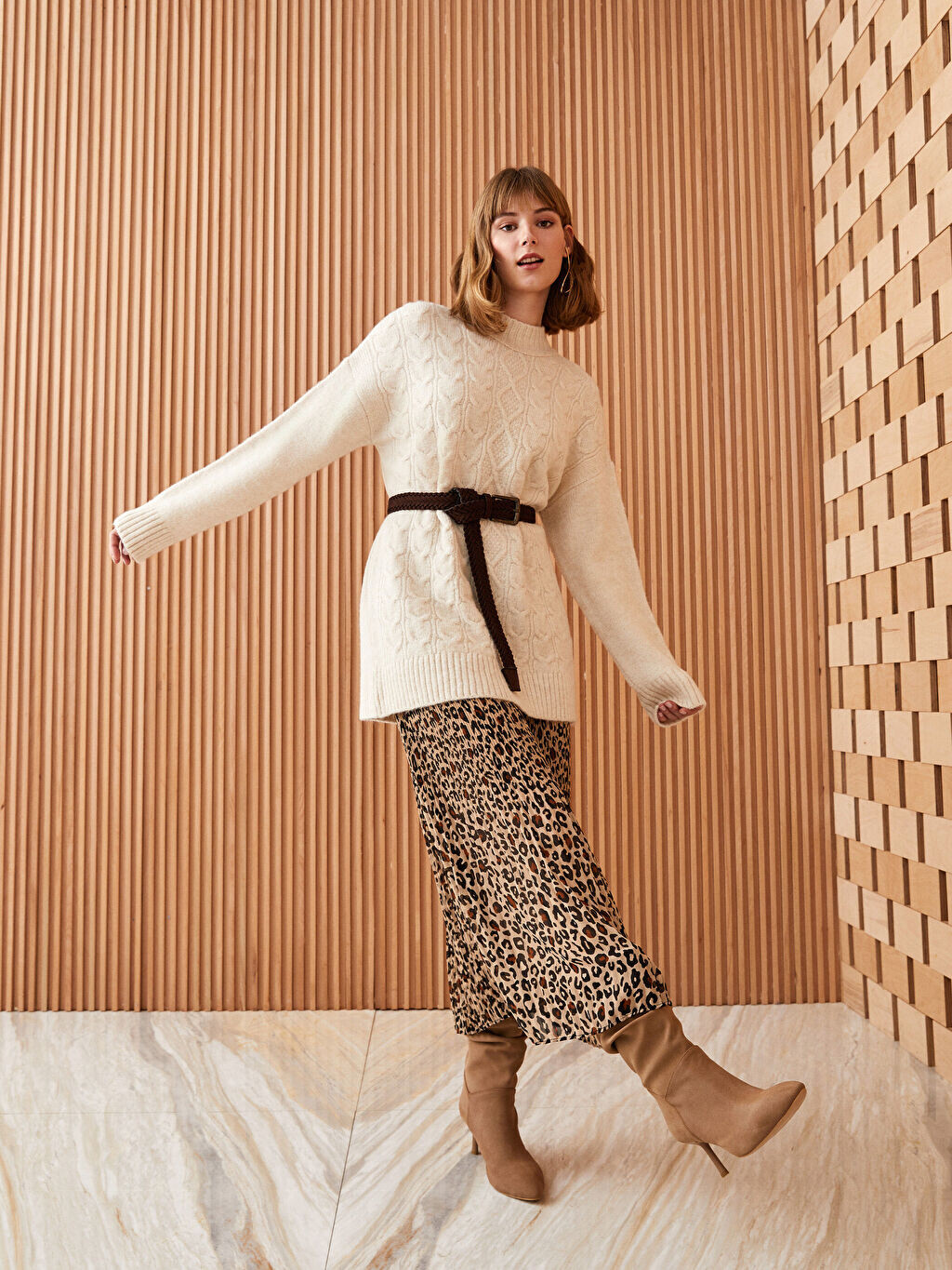

Женская плиссированная юбка с эластичным поясом LCW Modest