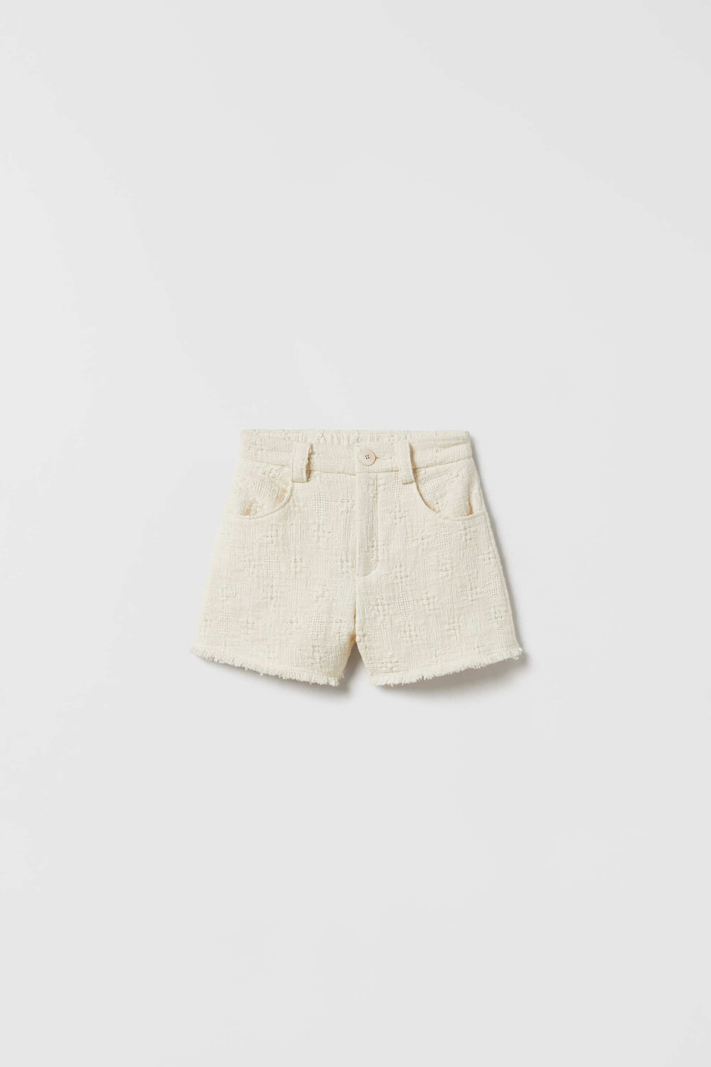 

Шорты из рельефной ткани с бахромой Zara, экрю
