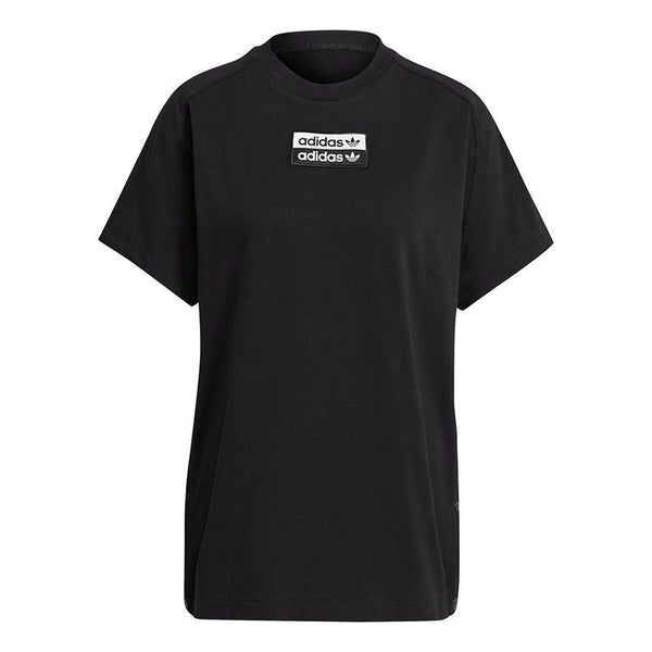 Футболка Adidas originals Tee Logo Woven Label Side Sports Knit Short Sleeve Black T-Shirt, Черный джемпер uniqlo knit cotton 3 4 sleeve черный