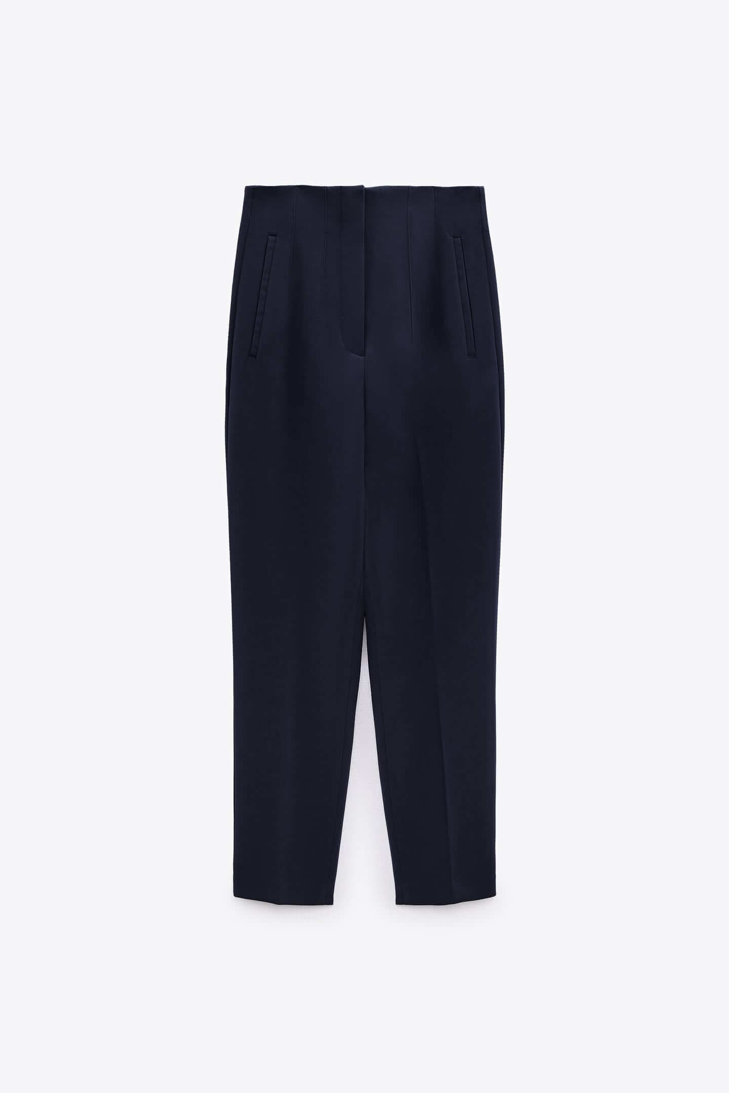 Брюки Zara High-waist, темно-синий брюки zara seersucker темно синий
