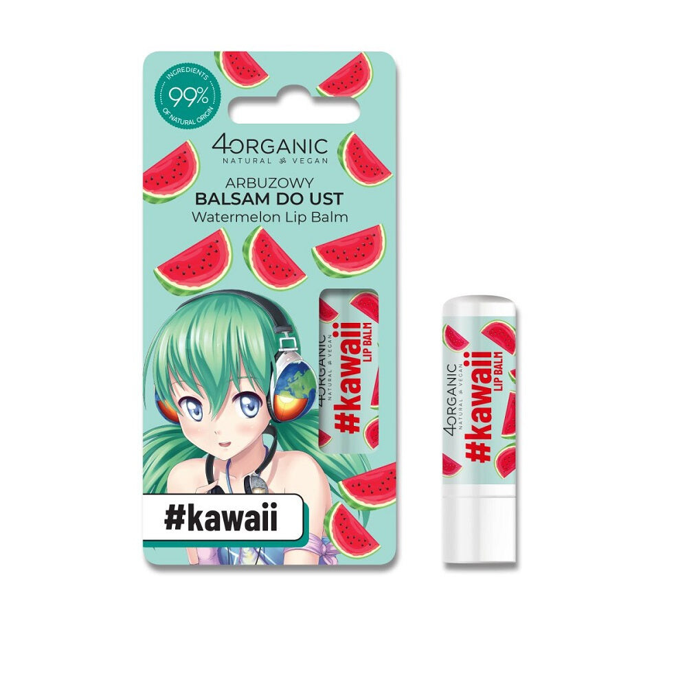 

4organic Kawaii Натуральный бальзам для губ с арбузом 5г