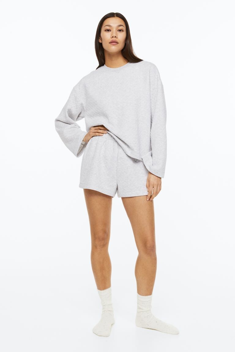 

Пижама с топом и шортами H&M, светло-серый меланж