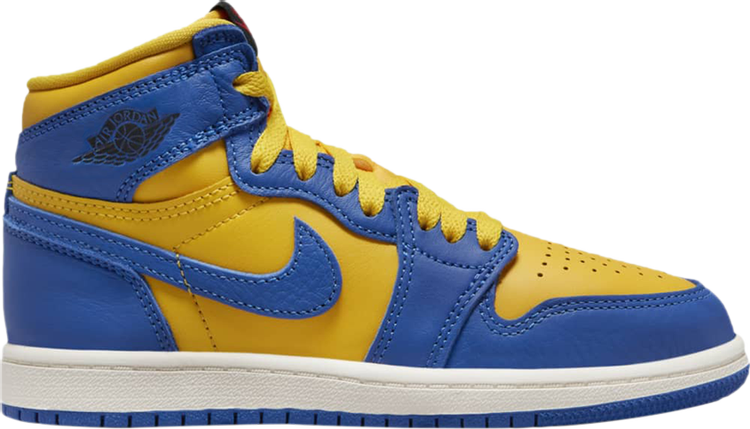 

Кроссовки Air Jordan 1 Retro High OG PS Reverse Laney, желтый, Желтый;синий