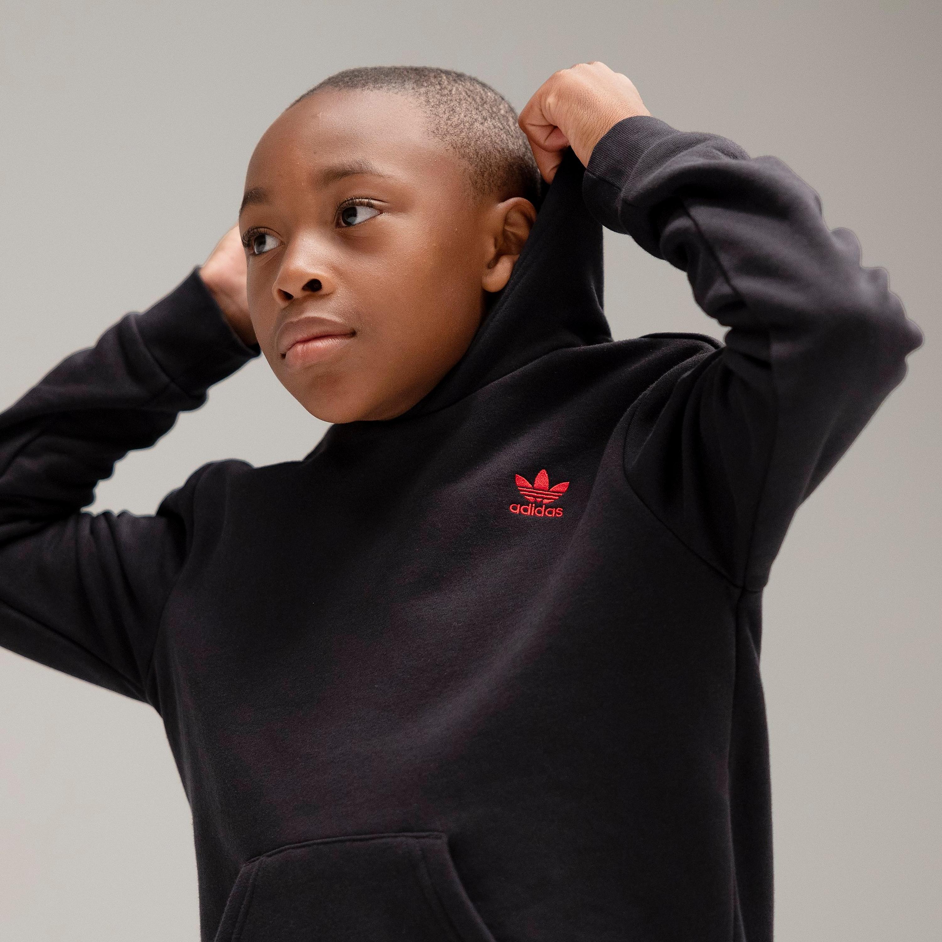 Детская толстовка с капюшоном Adidas Originals Trefoil, черный – купить ...