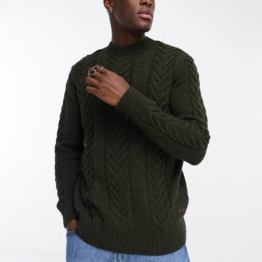 

Джемпер Barbour Essential Cable Knit Crewneck, оливковый, Зеленый