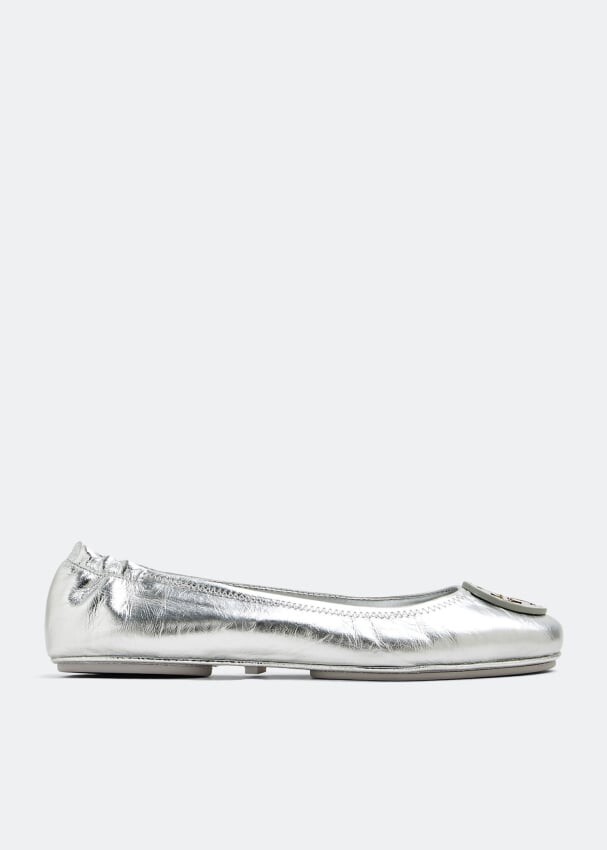

Балетки TORY BURCH Minnie travel ballet flats, серебряный