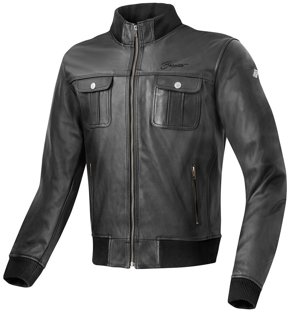 цена Мотоциклетная кожаная куртка Bogotto Brooklyn с коротким воротником, черный