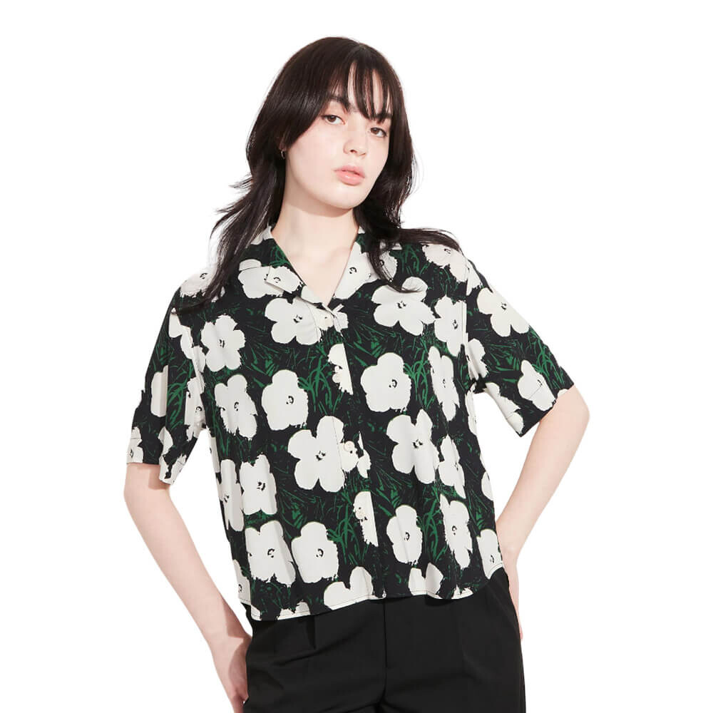 

Рубашка Uniqlo UT Andy Warhol Flowers Collection, темно-зеленый