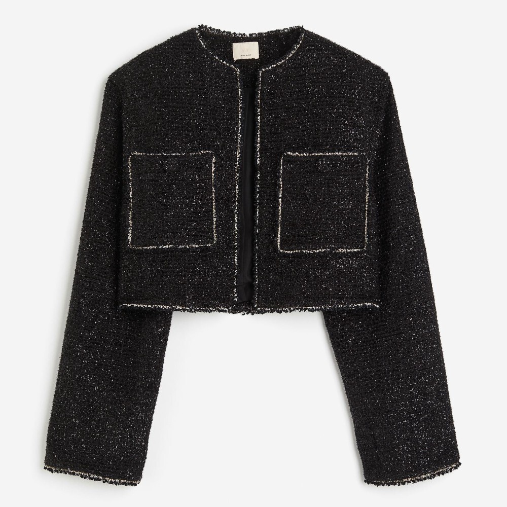 

Пиджак H&M Shimmery Wool-blend Bouclé, черный