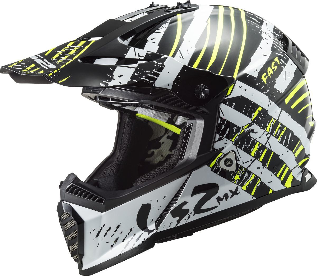 цена Шлем LS2 MX437 Fast Evo Verve для мотокросса, черно-белый