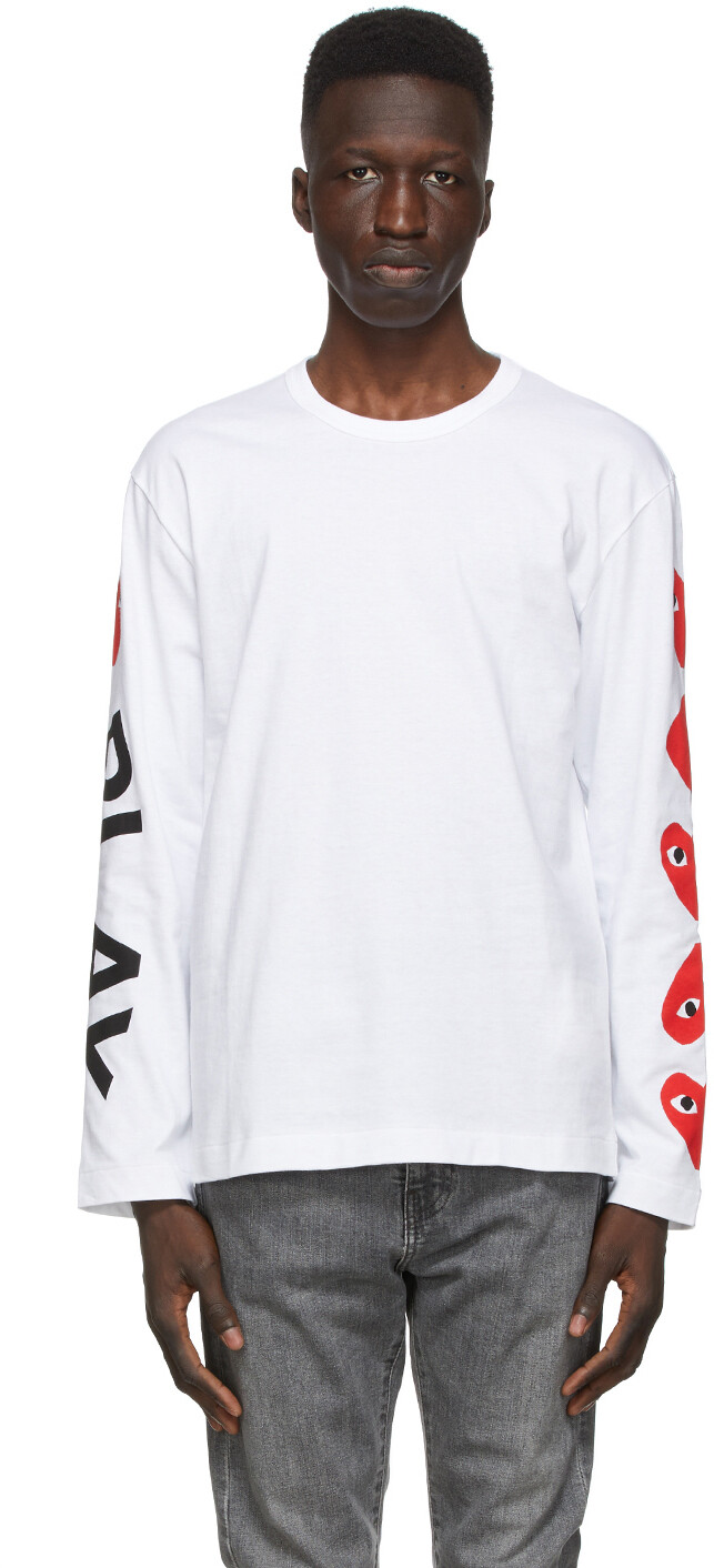

Белая футболка с длинным рукавом с большим логотипом Multi Hearts Comme des Garçons Play