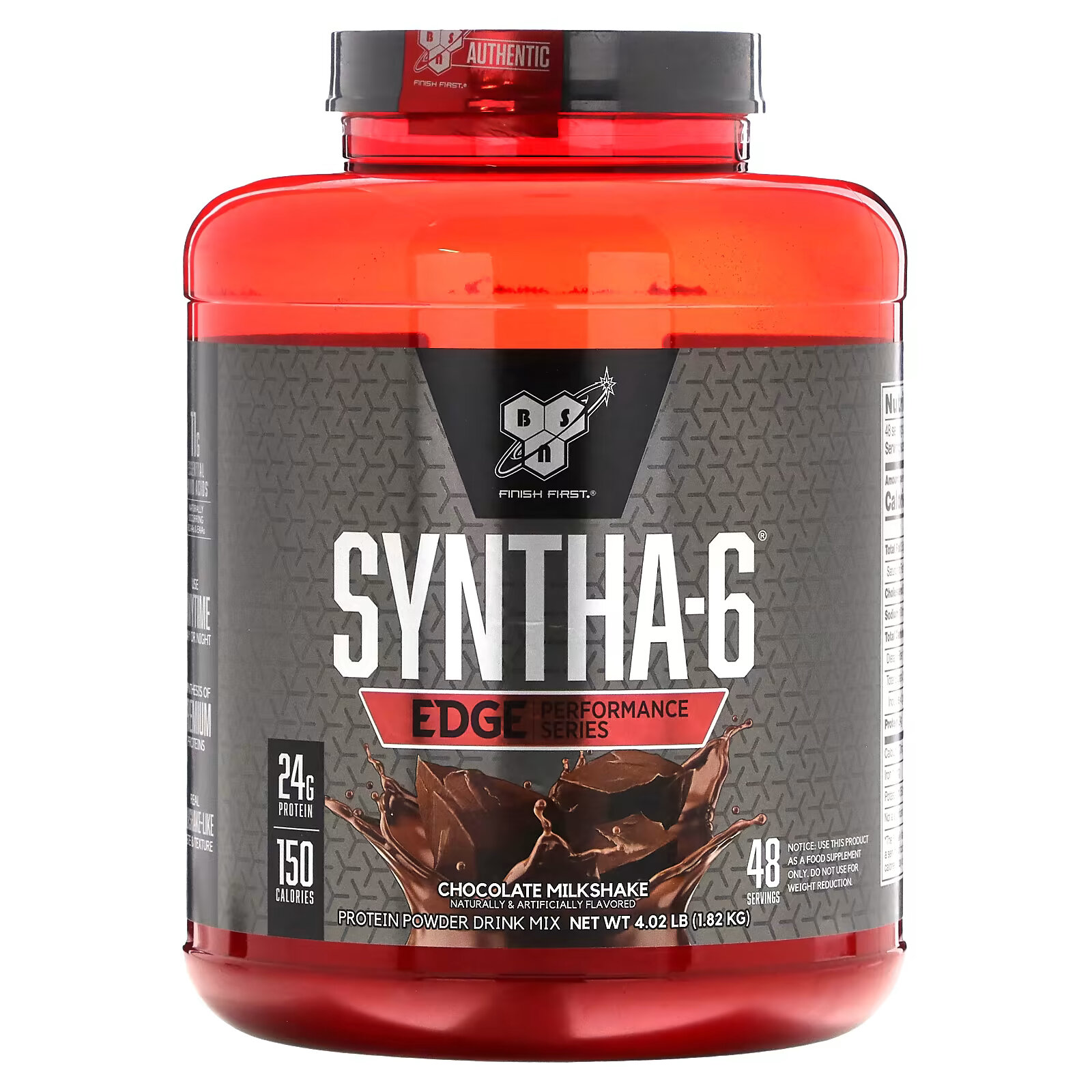 BSN, Syntha-6 Edge, белково-порошковая смесь для напитков, со вкусом шоколадного молочного коктейля, 1,82 кг (4,02 фунта) - фото