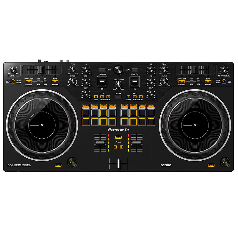 цена Pioneer DDJ-REV1 2-канальный DJ-контроллер в стиле Scratch для Serato DJ Lite, черный DDJ-REV1 Scratch-Style 2-Channel DJ Controller for Serato DJ Lite,