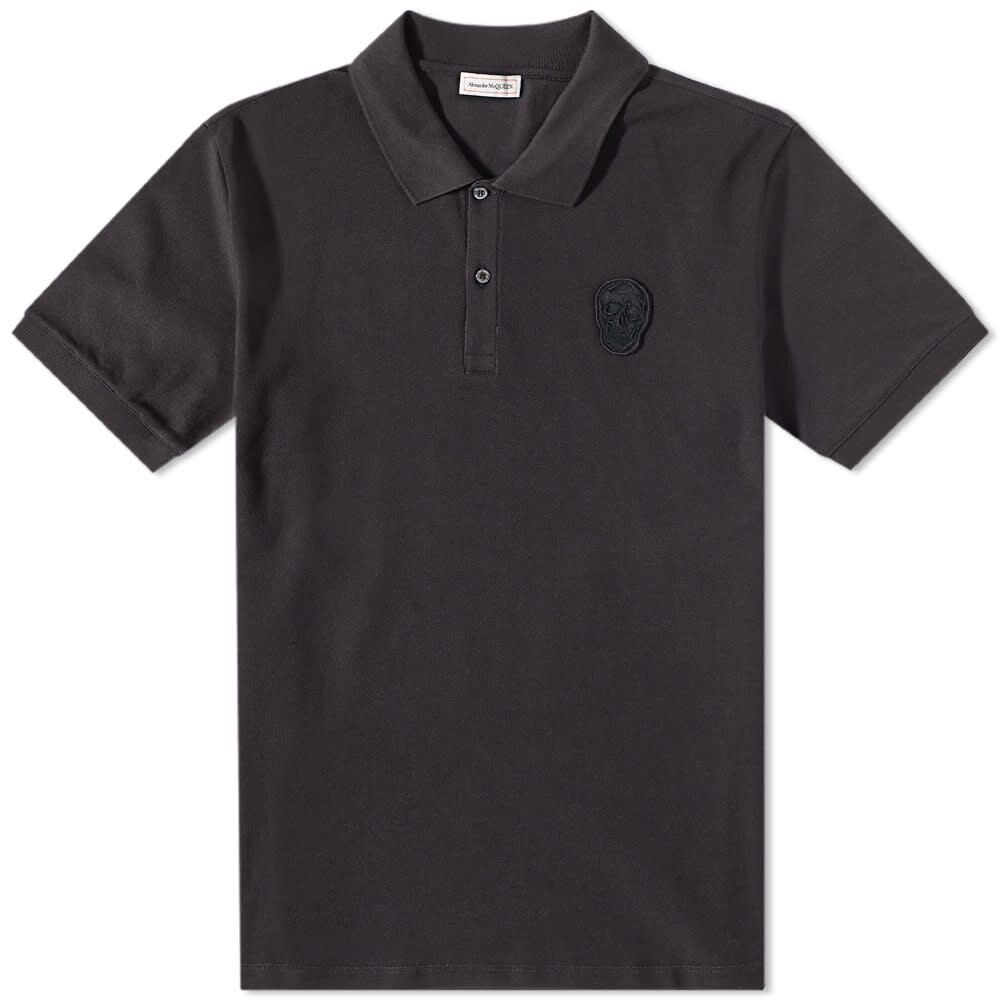 

Футболка Alexander McQueen Skull Patch Polo Shirt, Серый