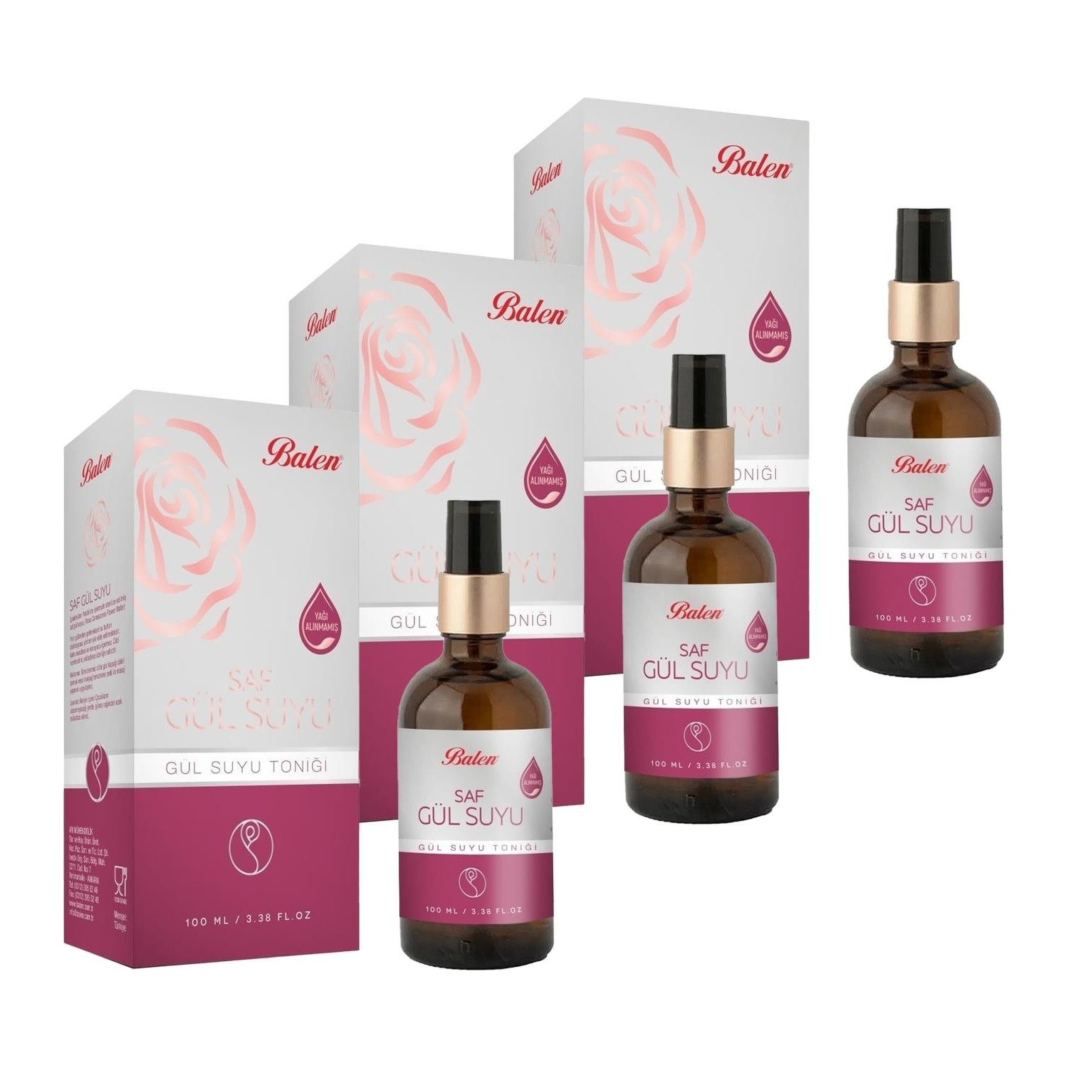 Тоник Balen Pure Rose Water, 3 упаковки по 100 мл himalaya для мужчин средство для мытья лица и бороды 2 7 жидких унций 80 мл